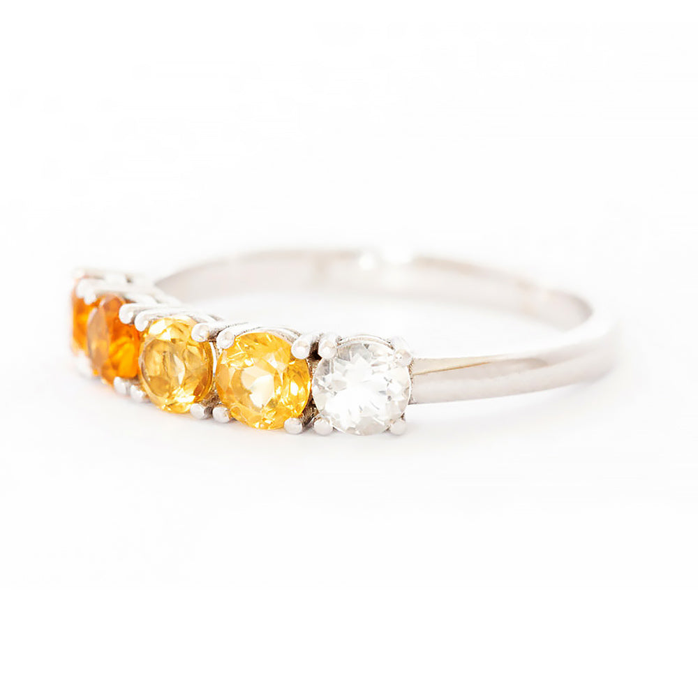 Round cut Citrine Rainbow half eternity ring - Victoria's Jewellery