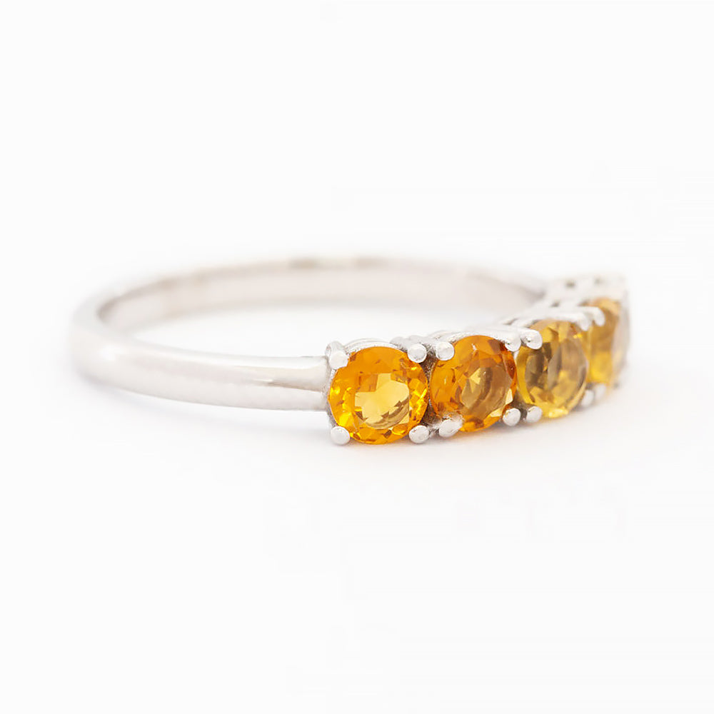 Round cut Citrine Rainbow half eternity ring - Victoria's Jewellery