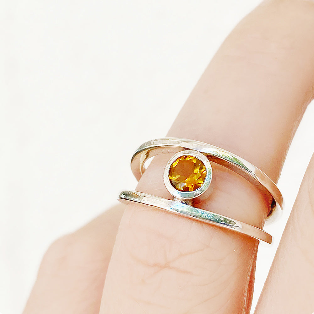 Harper, Round cut Citrine Split Band Ring