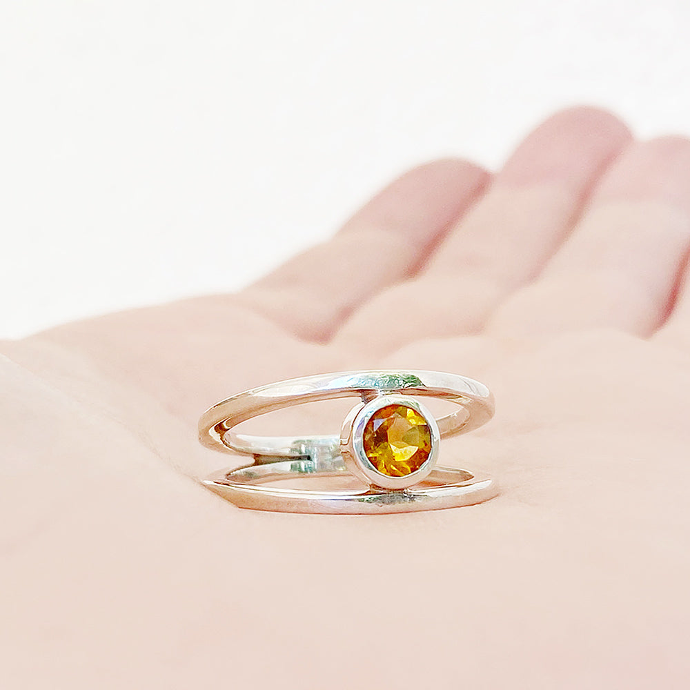 Harper, Round cut Citrine Split Band Ring