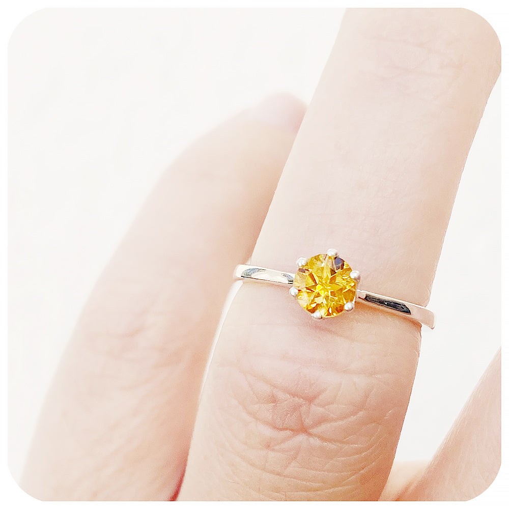 Tulip, a Six Claw Citrine Ring