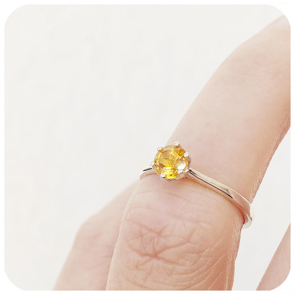 Tulip, a Six Claw Citrine Ring