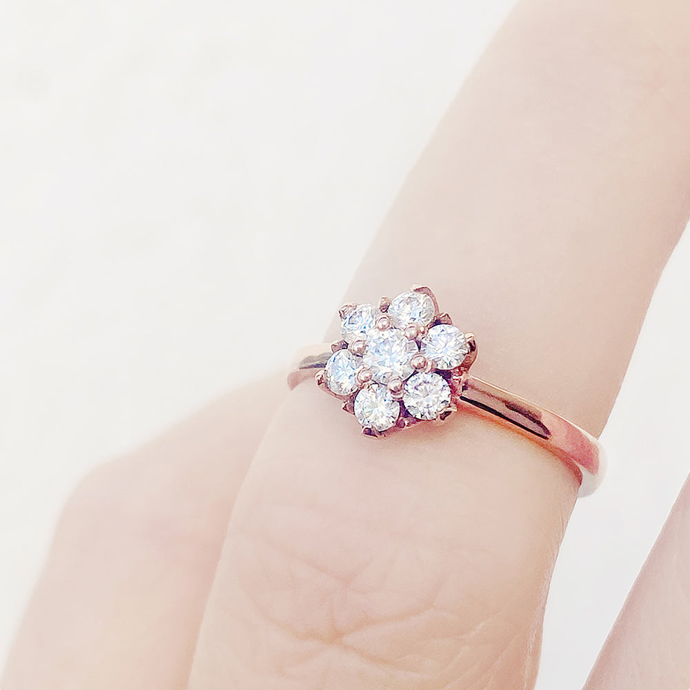 Alice, a Lab Diamond Cluster Ring