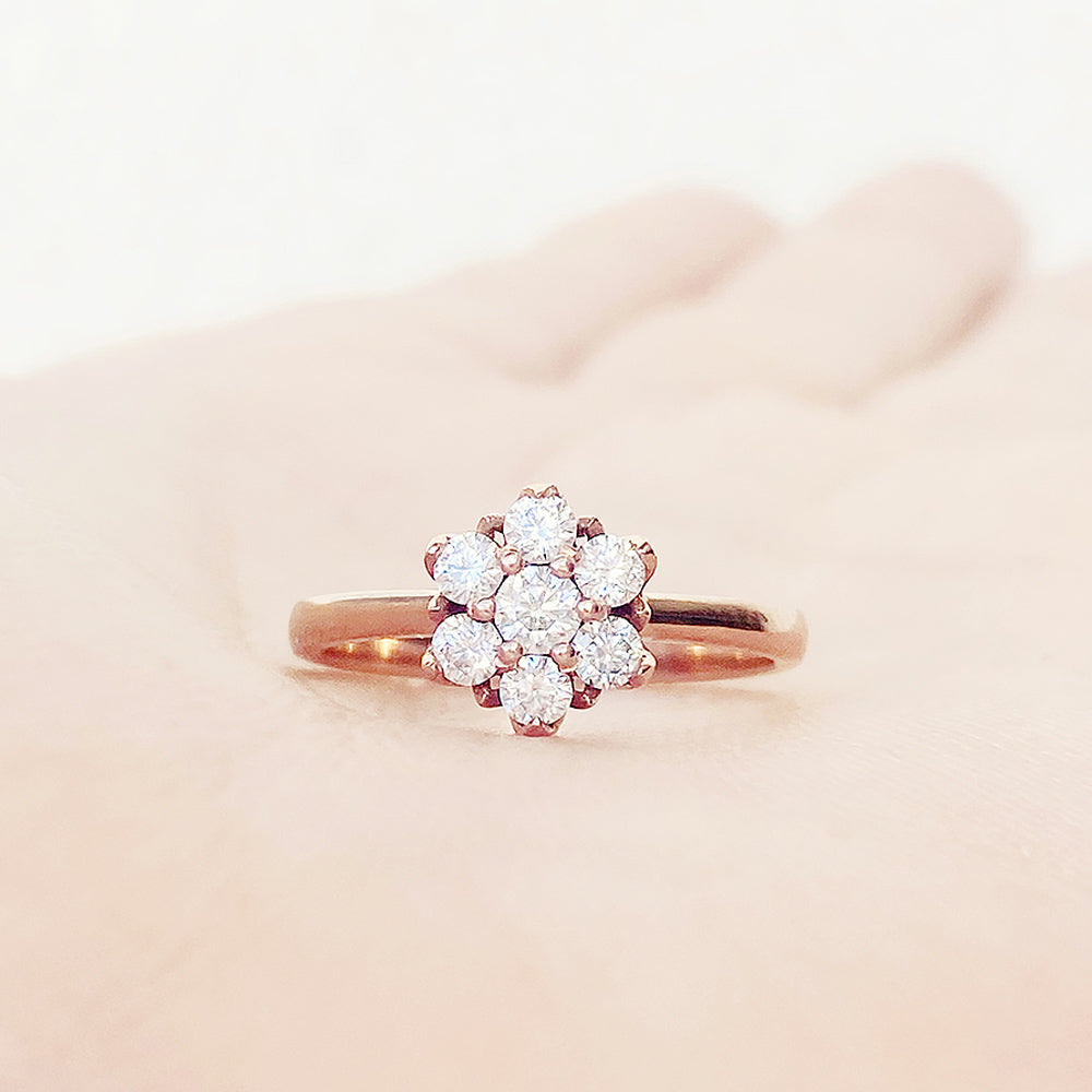 Alice, a Lab Diamond Cluster Ring