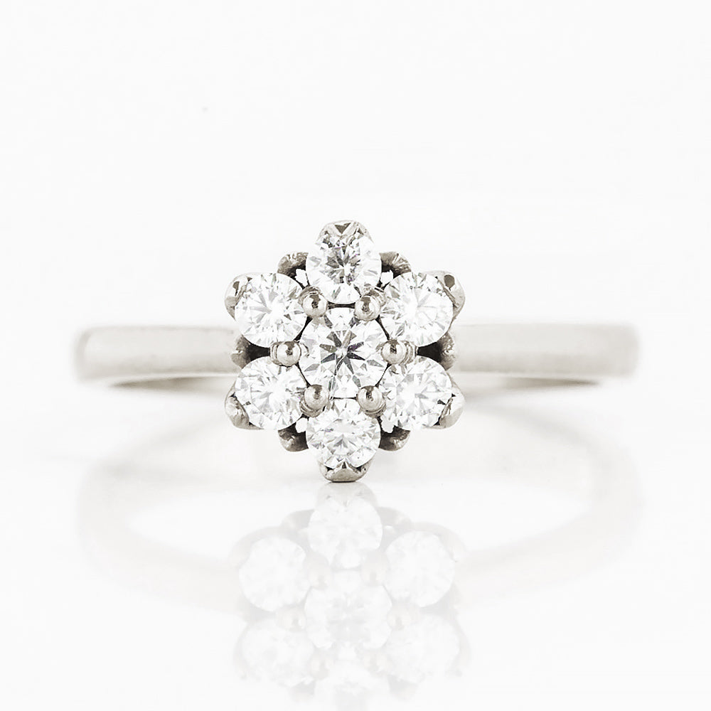 Alice, a Lab Diamond Cluster Ring
