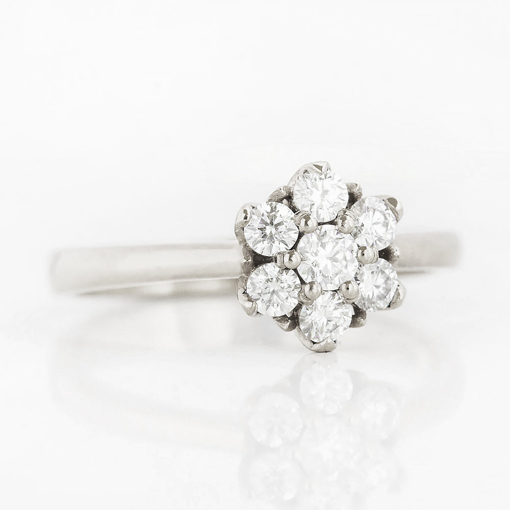 Alice, a Lab Diamond Cluster Ring