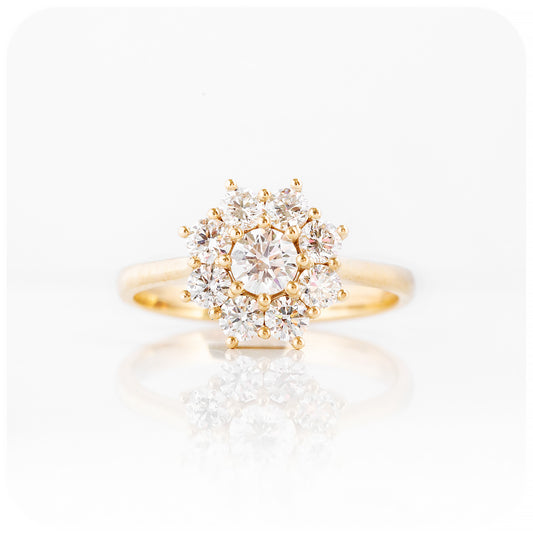 Round Brilliant cut Lab Diamond Cluster Flower Engagement Ring - Victoria's Jewellery