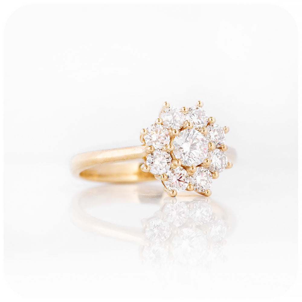 Round Brilliant cut Lab Diamond Cluster Flower Engagement Ring - Victoria's Jewellery