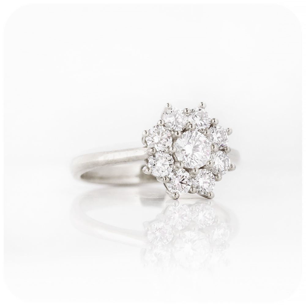 Round Brilliant cut Lab Diamond Cluster Flower Engagement Ring - Victoria's Jewellery