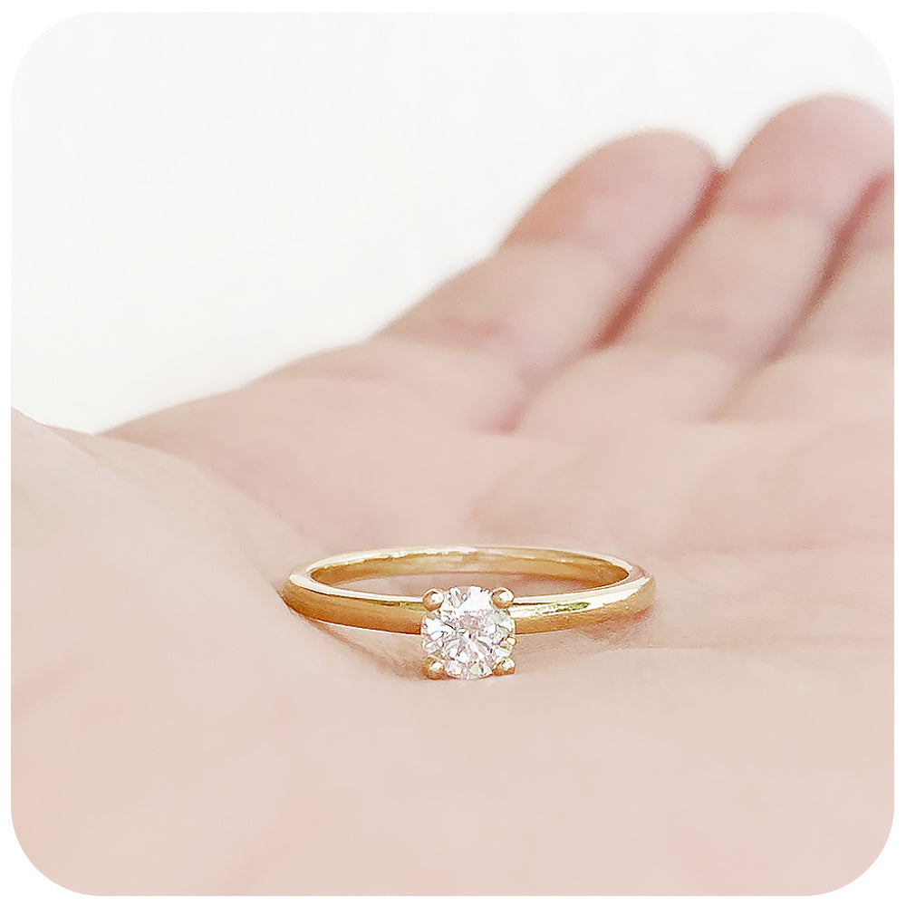 Brilliant Round cut lab Diamond Solitaire Engagement Ring - Victoria's Jewellery