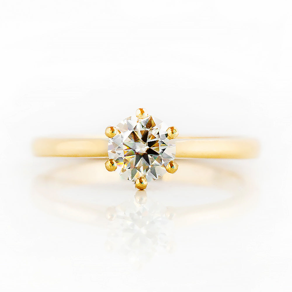 Round Brilliant Cut Lab Grown Diamond Solitaire Engagement Ring in Yellow Gold - Victoria's Jewellery