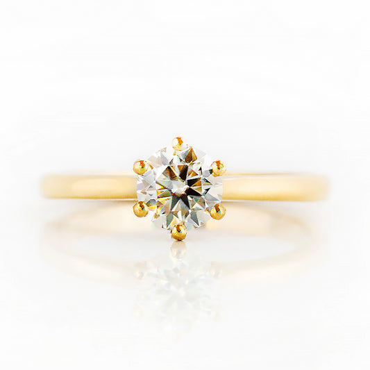 Round Brilliant Cut Lab Grown Diamond Solitaire Engagement Ring in Yellow Gold - Victoria's Jewellery