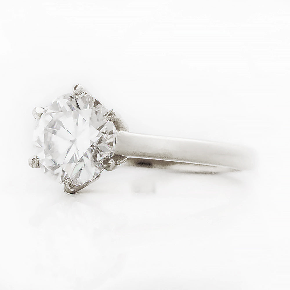 Round brilliant cut diamond solitaire engagement ring in white gold - Victoria's Jewellery