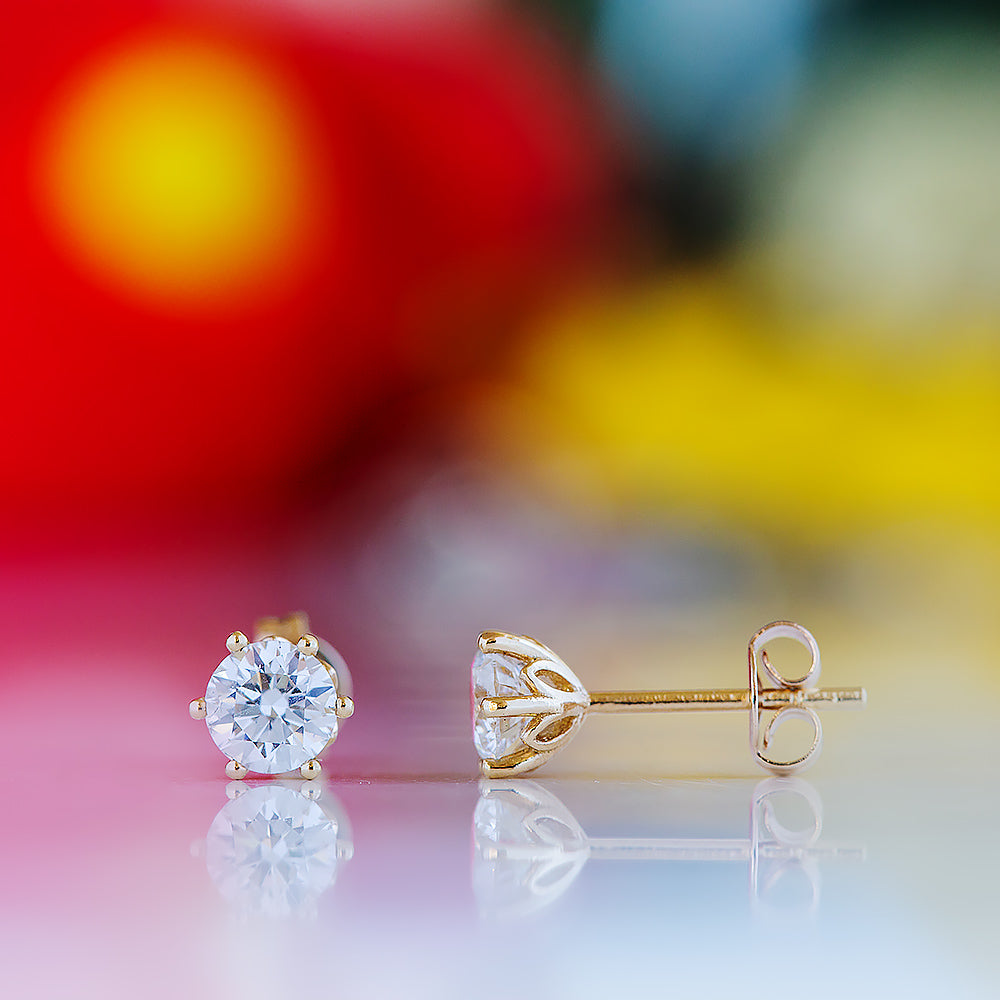 Tulip, Lab Diamond Stud Earrings - 5mm
