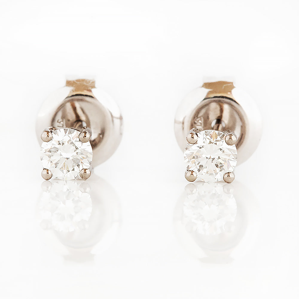 Round Brilliant Cut Diamond Stud Earrings in White Gold - Victoria's Jewellery