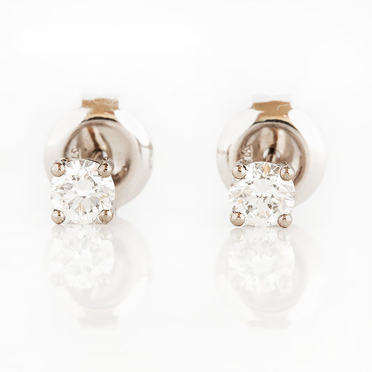 Round Brilliant Cut Diamond Stud Earrings in White Gold - Victoria's Jewellery