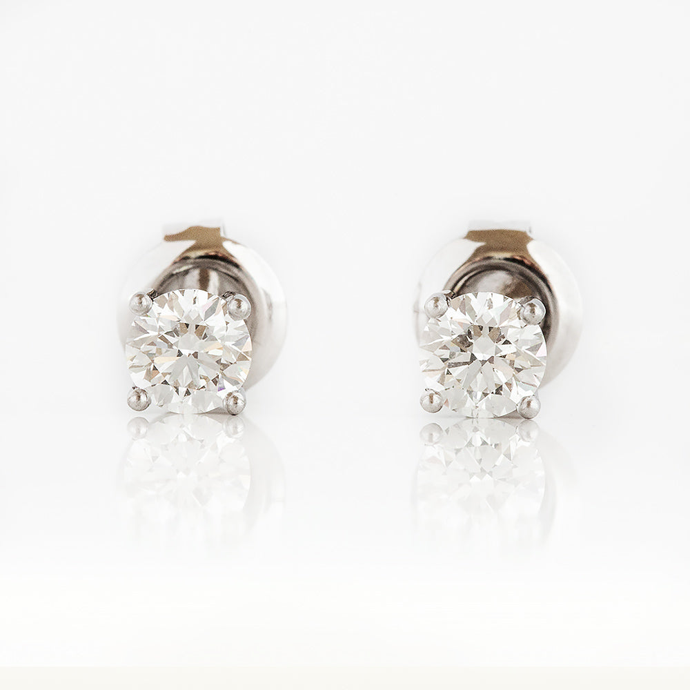 Round cut Diamond stud earrings in White Gold - Victoria's Jewellery
