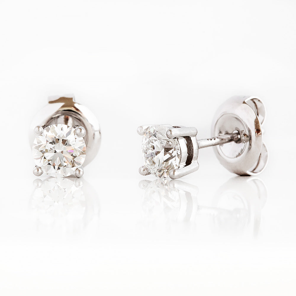 Round cut Diamond stud earrings in White Gold - Victoria's Jewellery