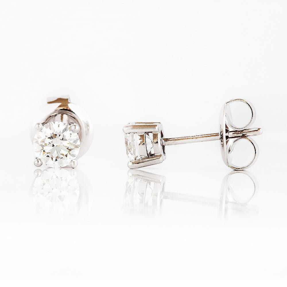 Round cut Diamond stud earrings in White Gold - Victoria's Jewellery