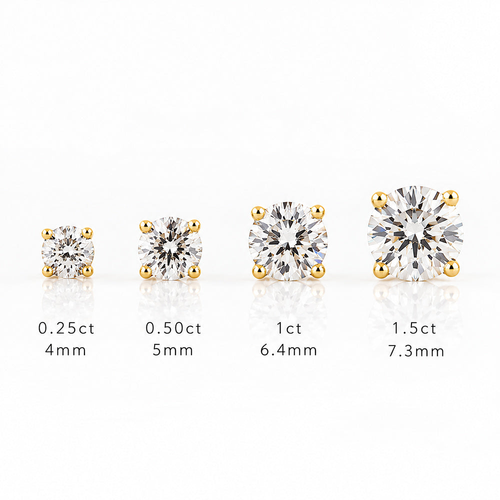 5mm Round Brilliant cut Diamond Stud Earrings - 1ct - Victoria's Jewellery