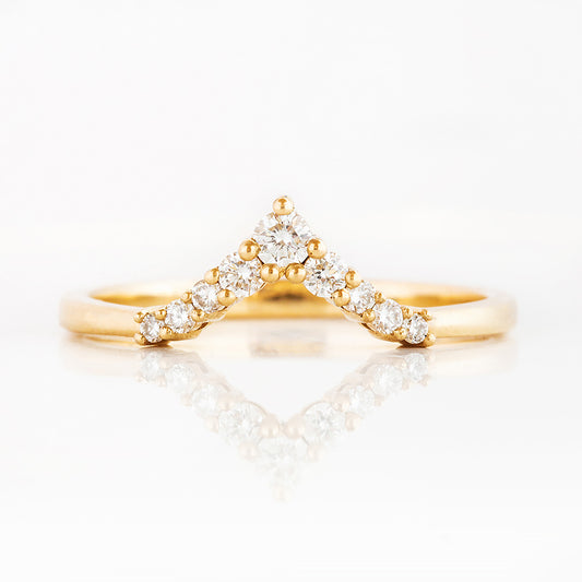 Round cut Lab Diamond Wishbone Wedding ring in Yellow Gold - Victoria's Jewellery
