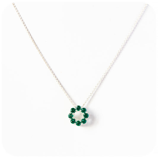 Round cut Emerald Circle of Life Pendant - May Birthstone - Victoria's Jewellery