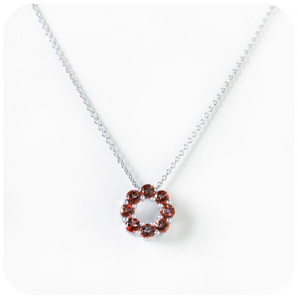 Round cut Garnet Circle of Life Pendant - January Birthstone - Victoria's Jewellery