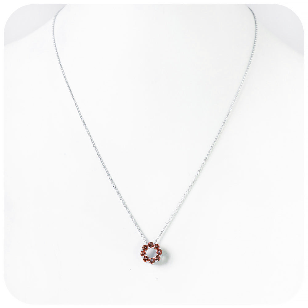 Round cut Garnet Circle of Life Pendant - January Birthstone - Victoria's Jewellery