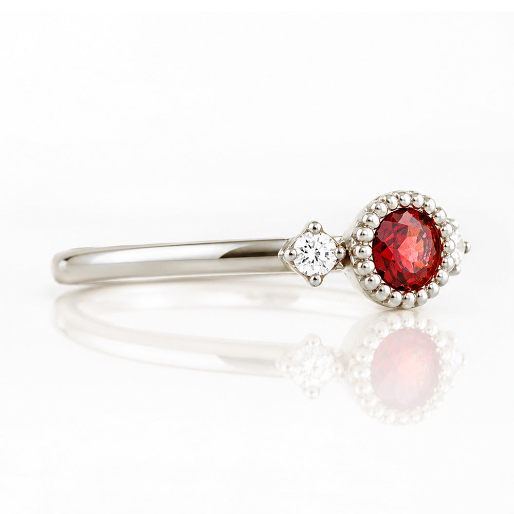 Milly, a Garnet and Lab Diamond Ring - Victoria's Jewellery
