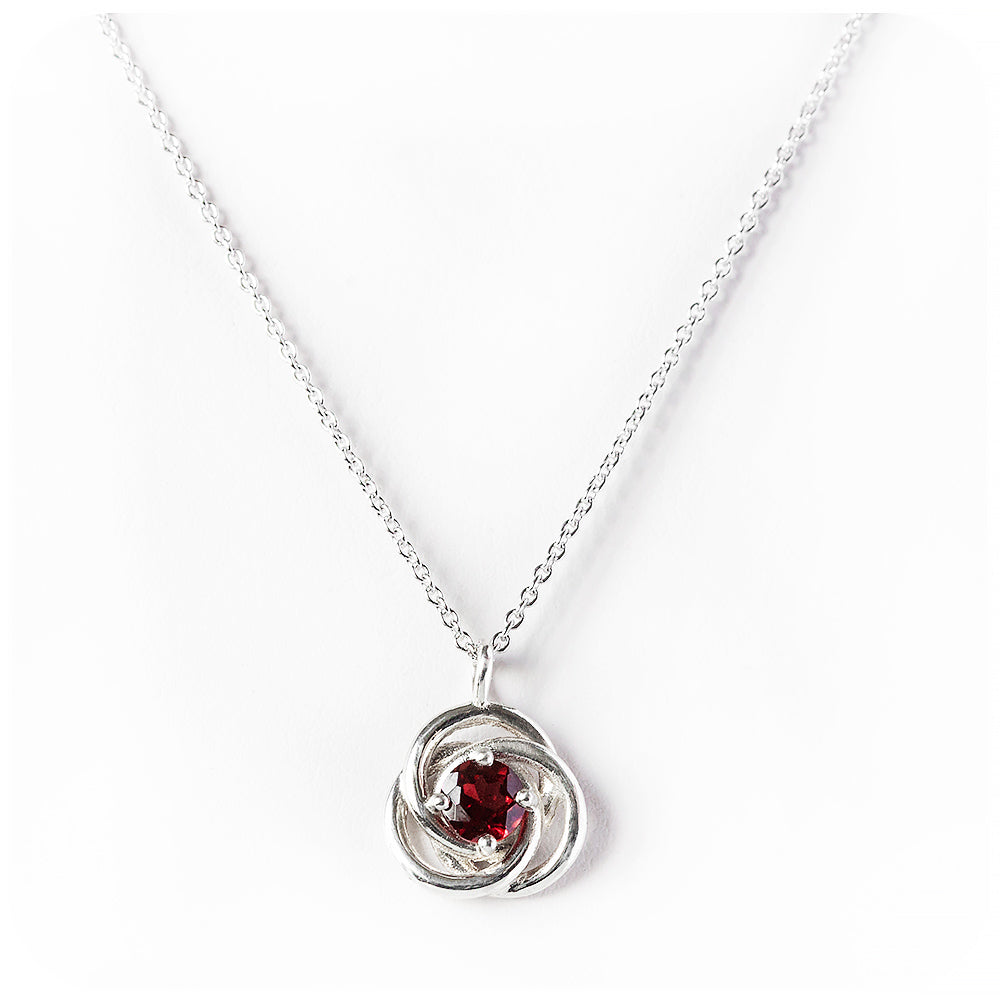 Freyja, a round cut Garnet Pendant