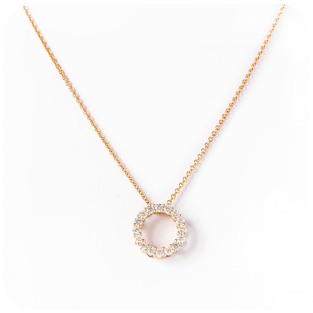 Round Brilliant cut Lab Diamond Circle of Life Necklace in Rose Gold - Victoria's Jewellery