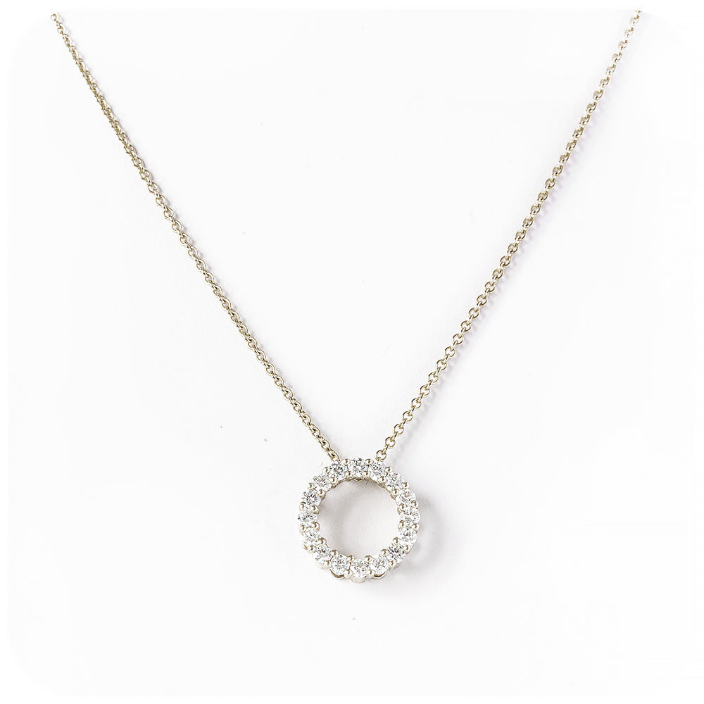 Round Brilliant cut Lab Diamond Circle of Life Necklace in White Gold - Victoria's Jewellery