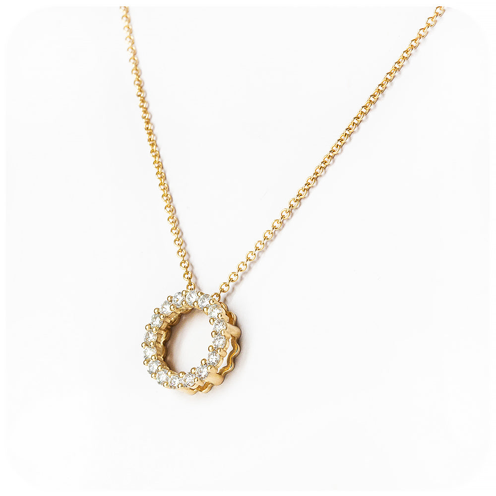 Round Brilliant cut Lab Diamond Circle of Life Necklace in Yellow Gold - Victoria's Jewellery