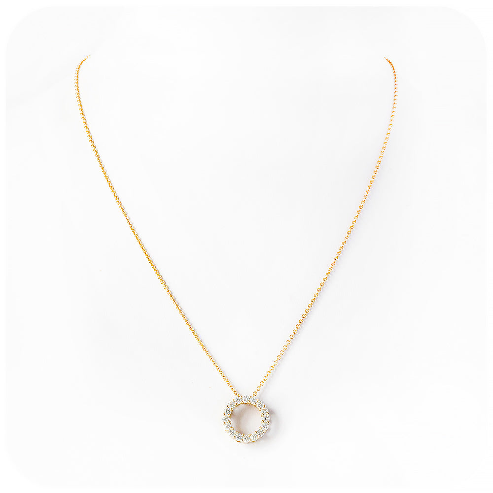 Round Brilliant cut Lab Diamond Circle of Life Necklace in Yellow Gold - Victoria's Jewellery