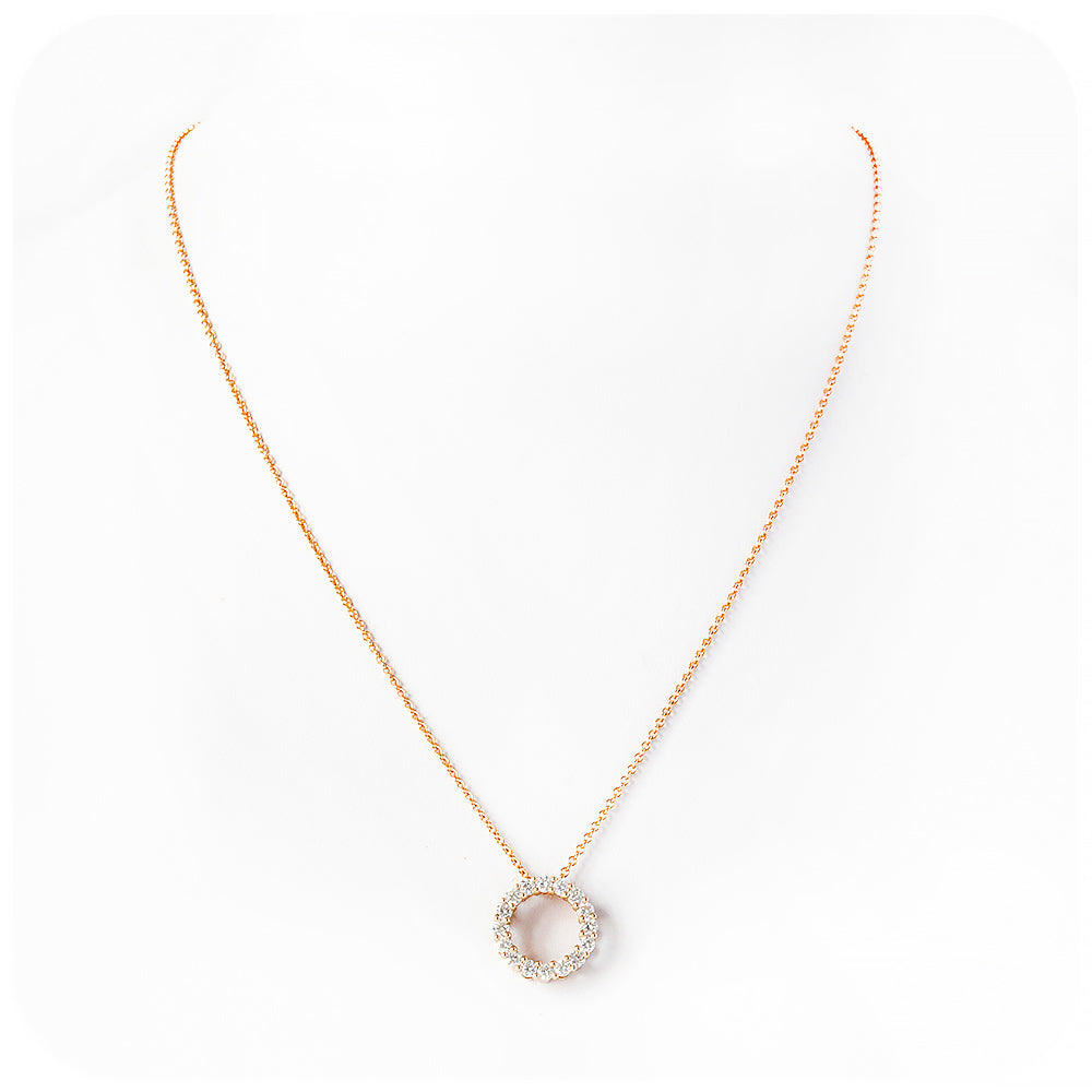 Round Brilliant cut Lab Diamond Circle of Life Necklace in Rose Gold - Victoria's Jewellery