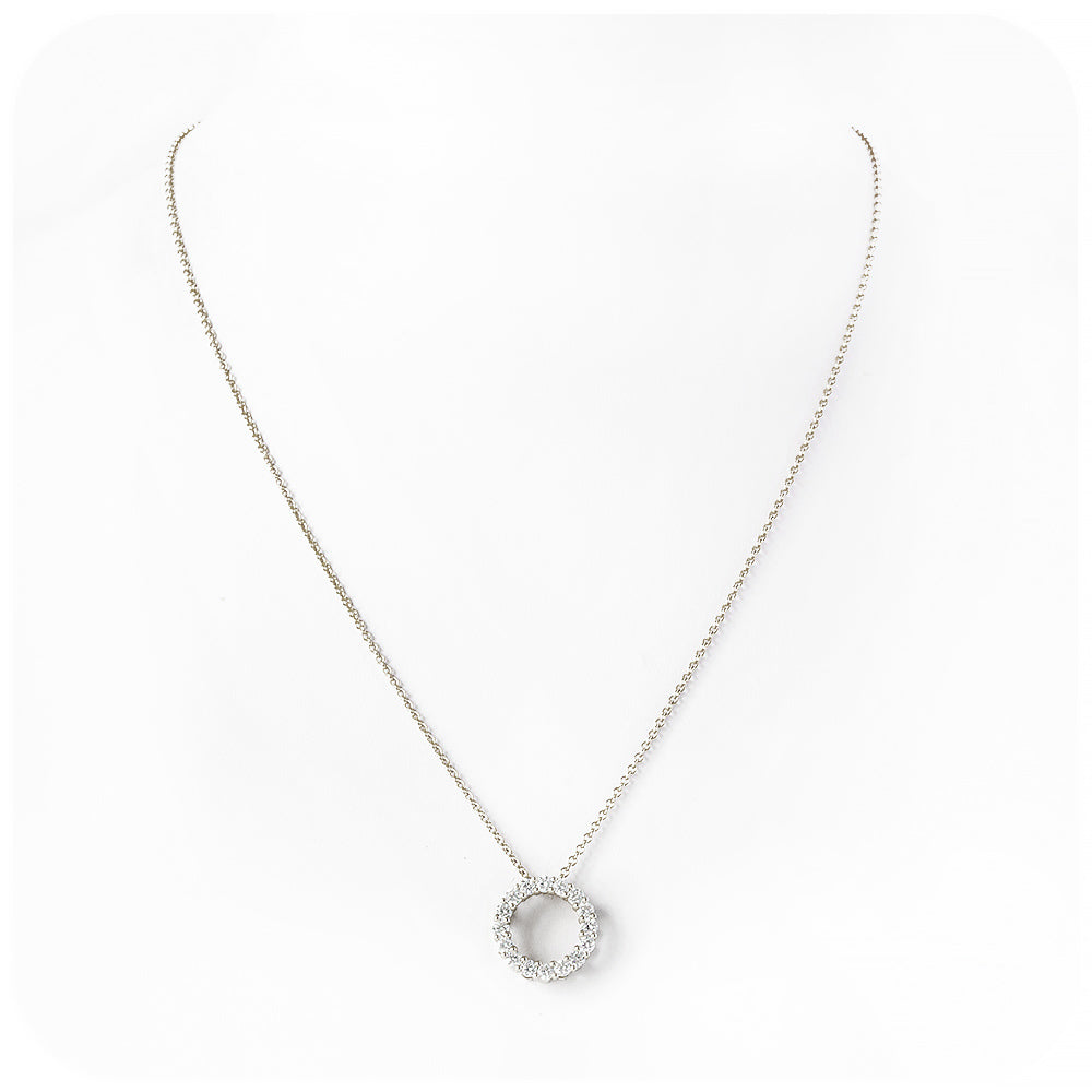Round Brilliant cut Lab Diamond Circle of Life Necklace in White Gold - Victoria's Jewellery
