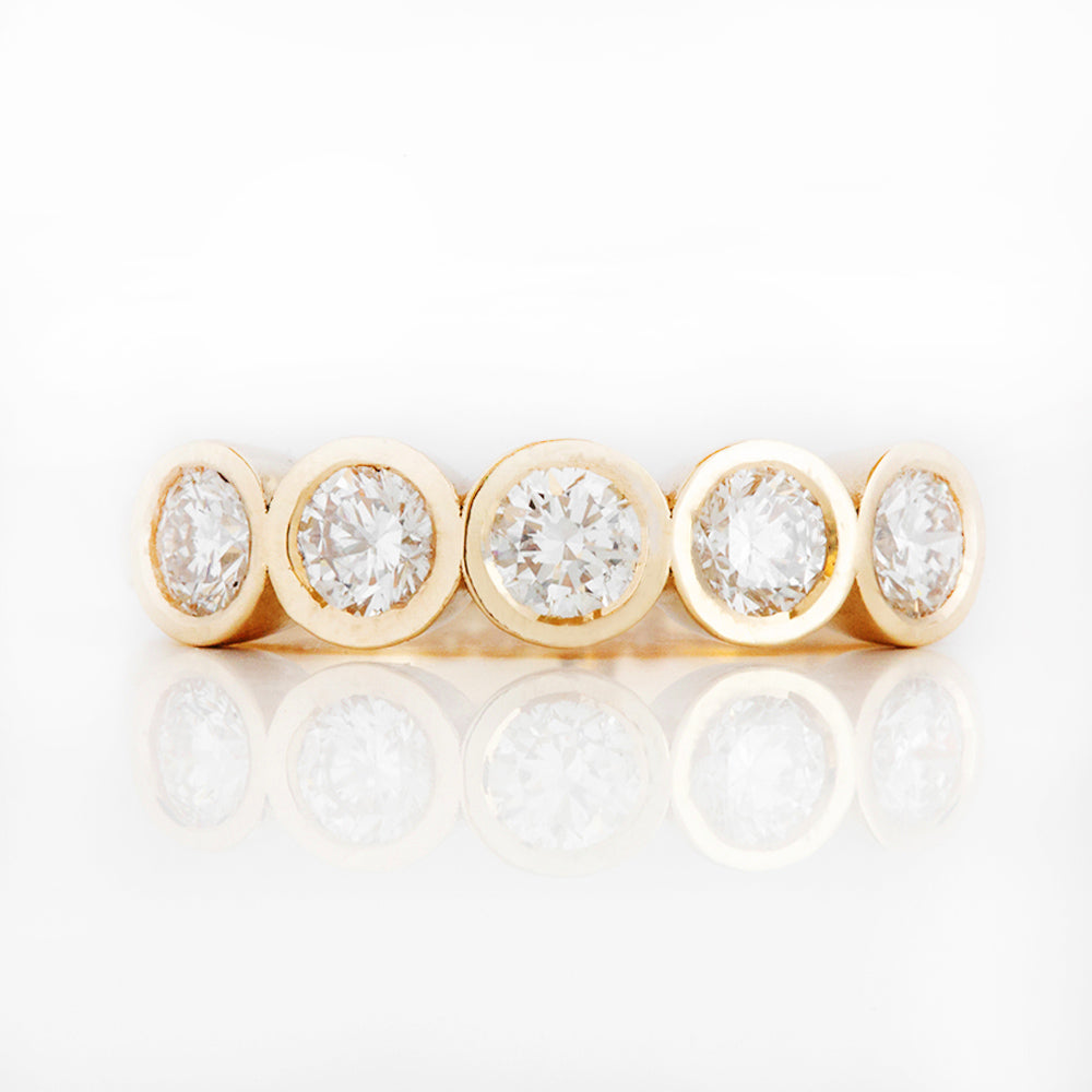 Round cut Lab Diamond Half Half Eternity Ring in Yellow Gold - Victoria's Jewellery
