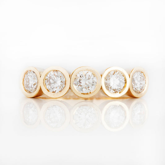 Round cut Lab Diamond Half Half Eternity Ring in Yellow Gold - Victoria's Jewellery