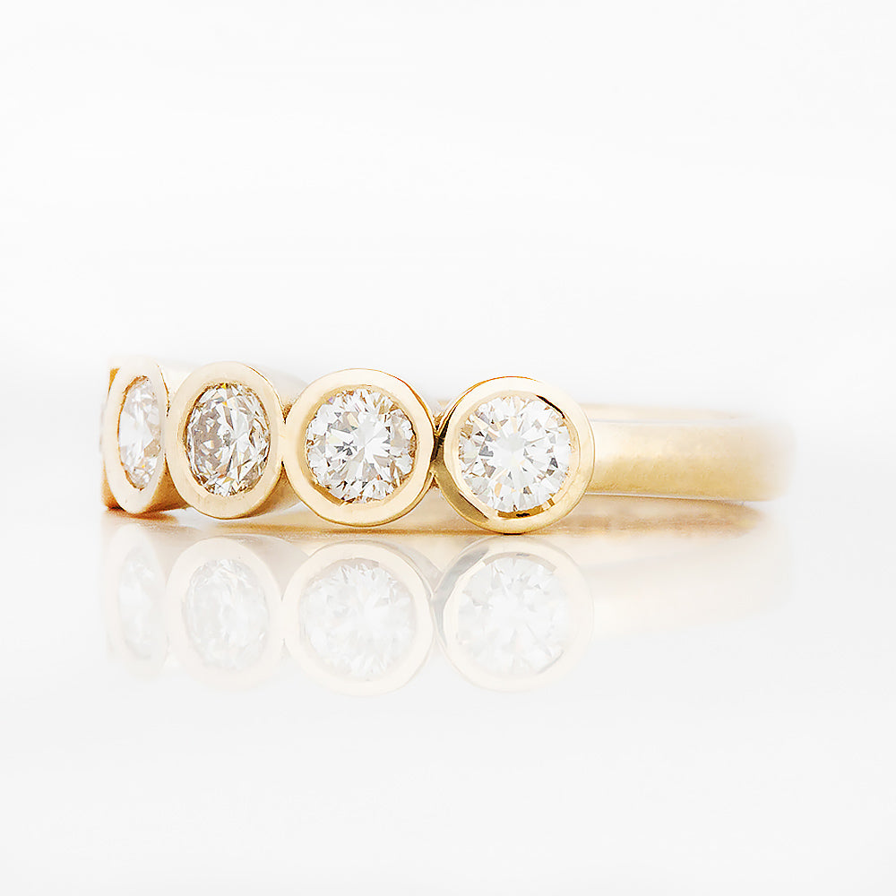 Round cut Lab Diamond Half Half Eternity Ring in Yellow Gold - Victoria's Jewellery