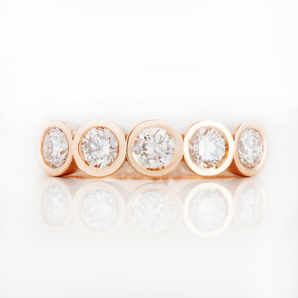Round cut Lab Diamond Half Half Eternity Ring in Rose Gold - Victoria's Jewellery