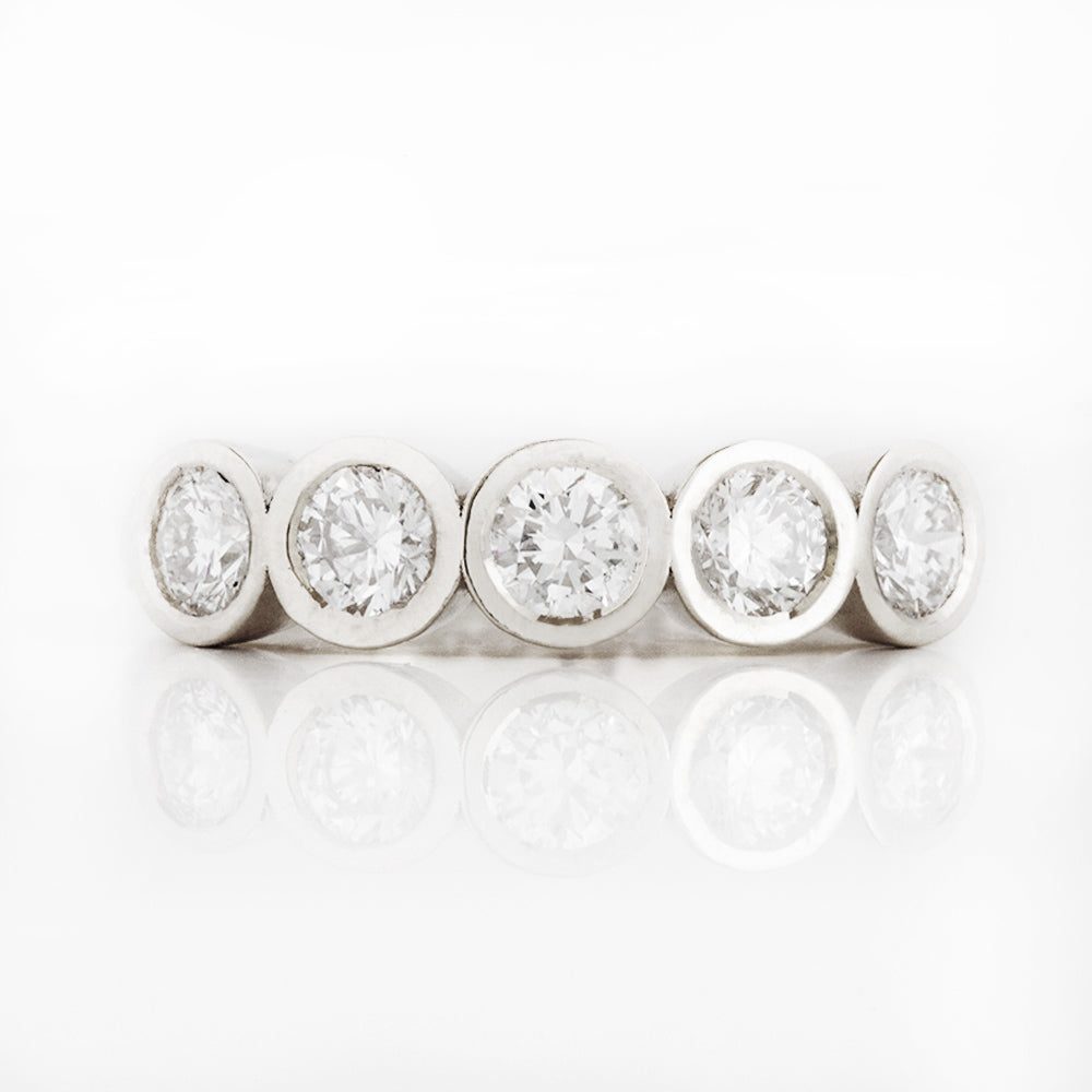 Round cut Lab Diamond Half Half Eternity Ring in White Gold - Victoria's Jewellery