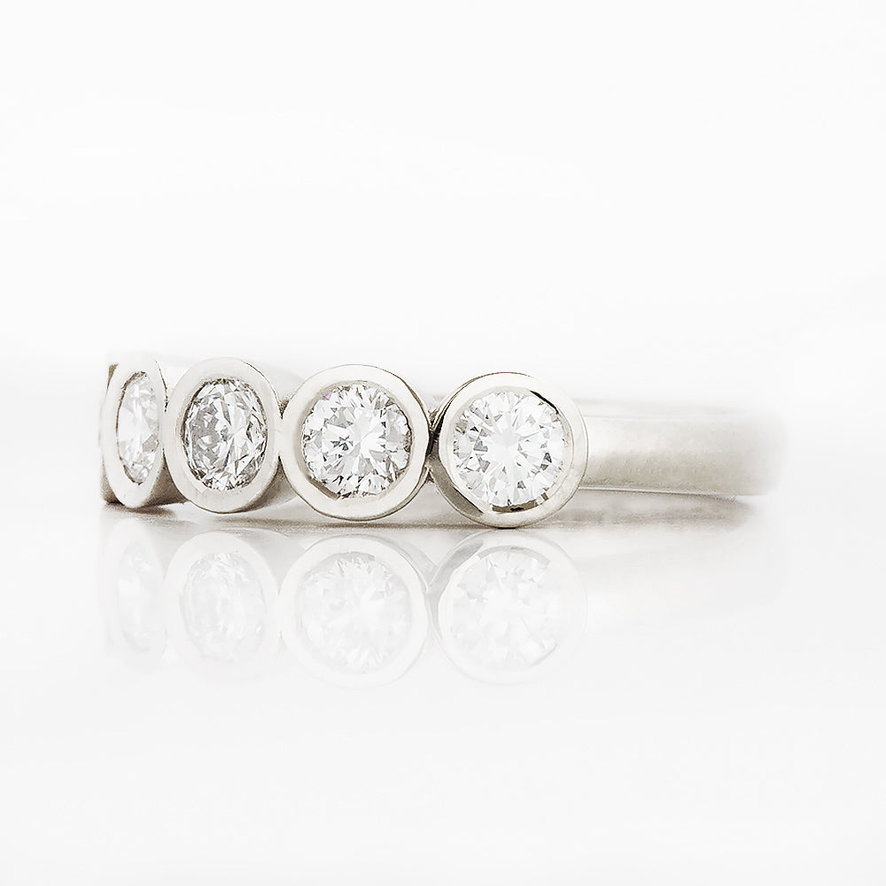 Round cut Lab Diamond Half Half Eternity Ring in White Gold - Victoria's Jewellery