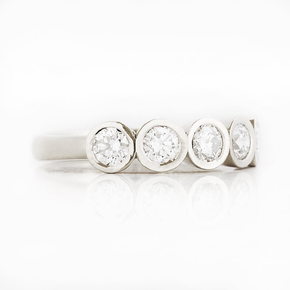 Round cut Lab Diamond Half Half Eternity Ring in White Gold - Victoria's Jewellery
