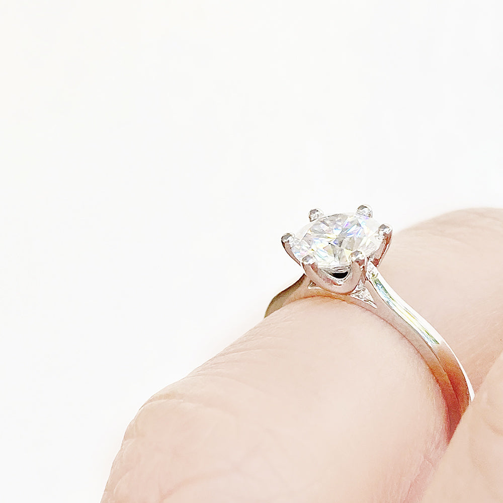 Round Brilliant cut Lab Grown Diamond Solitaire Engagement Ring in White Gold - Victoria's Jewellery