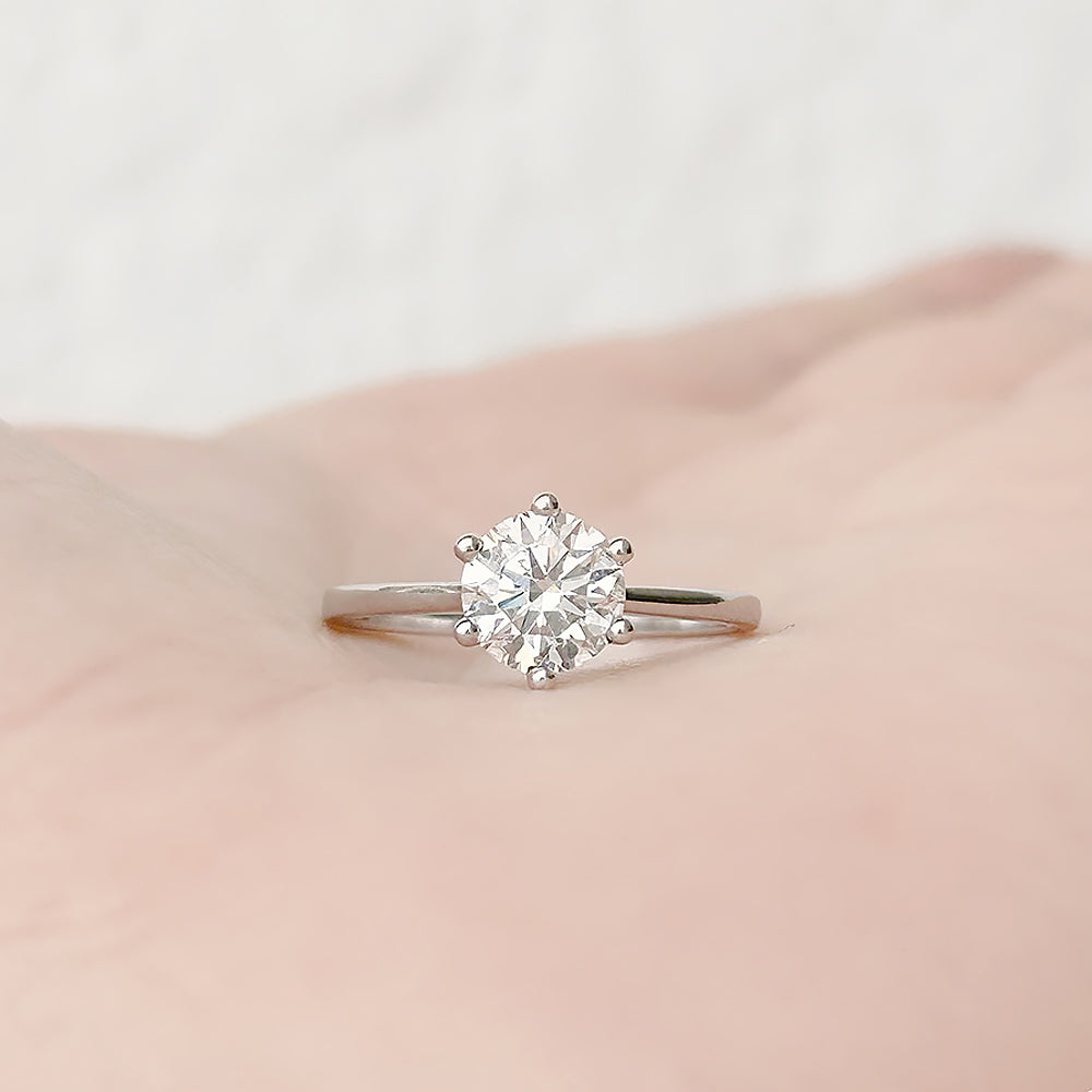 Round Brilliant cut Lab Grown Diamond Solitaire Engagement Ring in White Gold - Victoria's Jewellery
