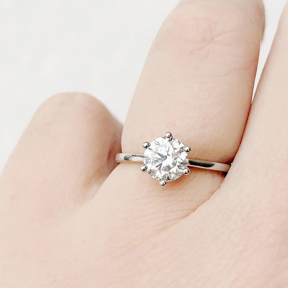 Round Brilliant cut Lab Grown Diamond Solitaire Engagement Ring in White Gold - Victoria's Jewellery