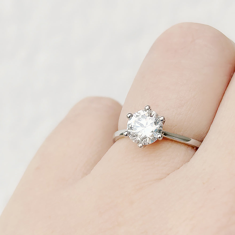 Round Brilliant cut Lab Grown Diamond Solitaire Engagement Ring in White Gold - Victoria's Jewellery