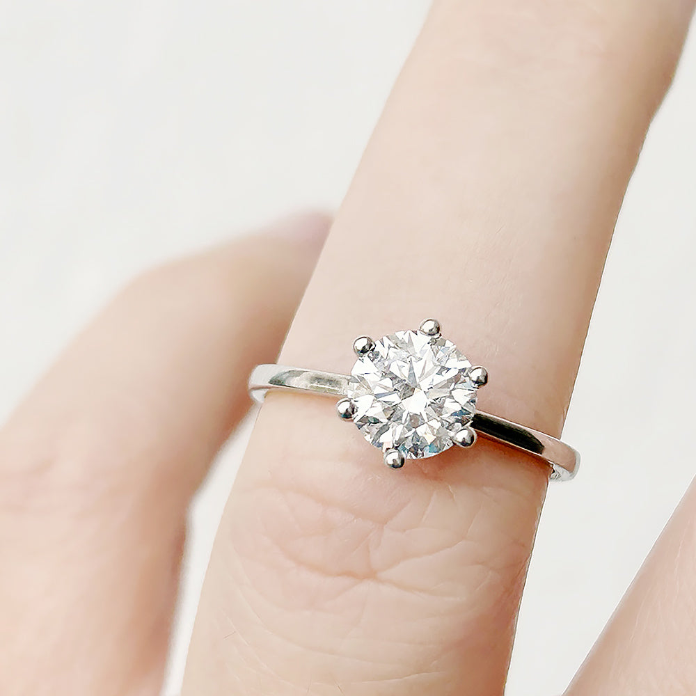 Round Brilliant cut Lab Grown Diamond Solitaire Engagement Ring in White Gold - Victoria's Jewellery