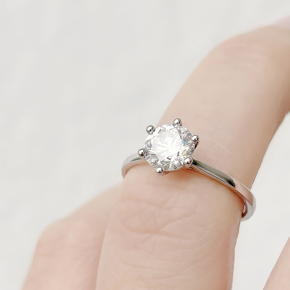 Round Brilliant cut Lab Grown Diamond Solitaire Engagement Ring in White Gold - Victoria's Jewellery