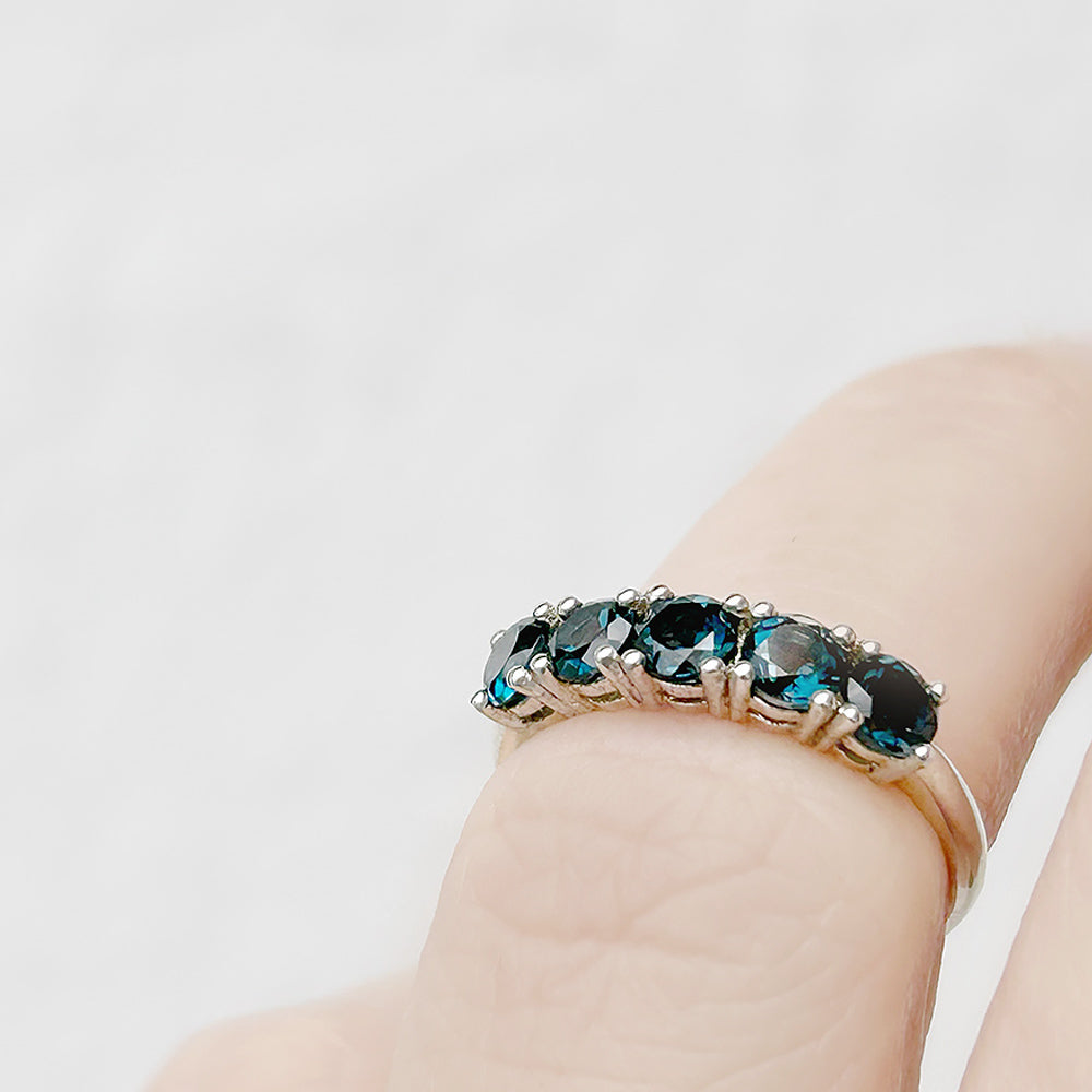 Round cut London Blue Topaz half Eternity Ring - Victoria's Jewellery